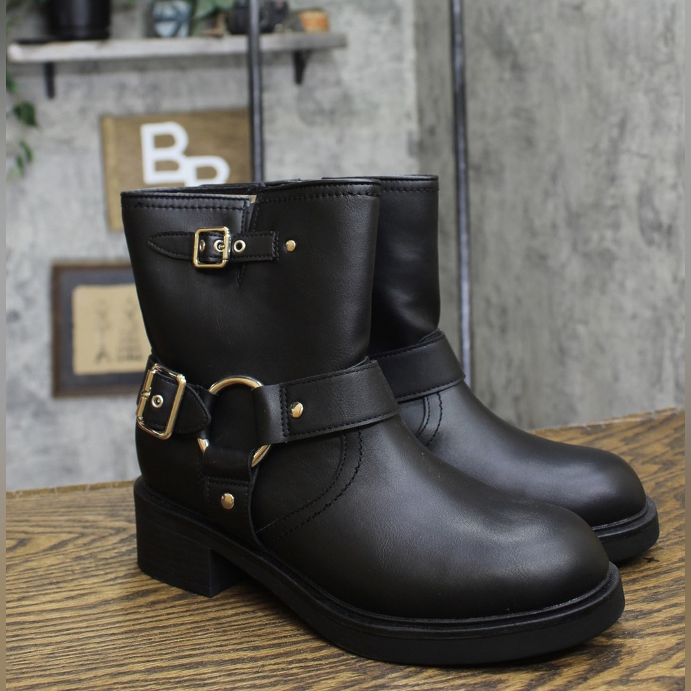 Black Leather Ankle Boots